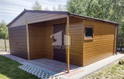 Blechgarage 6x6m Metallgarage Fertiggarage Holzoptik Hohe Qualität ID204
