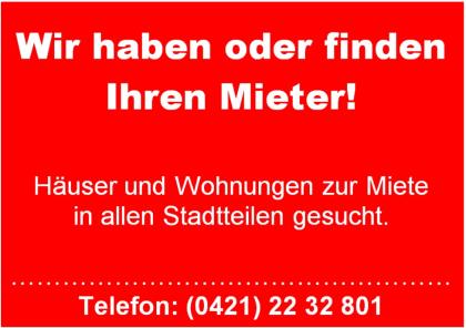 Borgfeld - 2 ZKB zur Miete gesucht von Online-Redakteur!