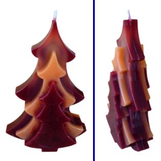 Kerzen Trio als Tannenbaum (durchgefärbt - unverziert) (www.nordkerze.de)