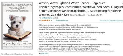 Westie, West Highland White Terrier,Tagebuch, Buch