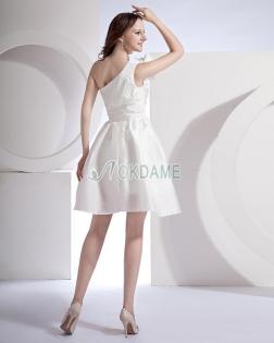 Taft gerüschtes langes knielanges Brautkleid- OkDame.de