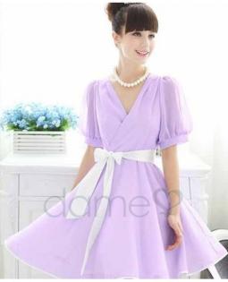 Asymmetrische Light Purple Silk Sommerkleid - Dameo.de