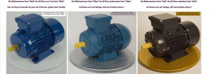 Elektromotor Weiß / Elektromotor Silber / Elektromotor Gold die 3 Serien von AQ 