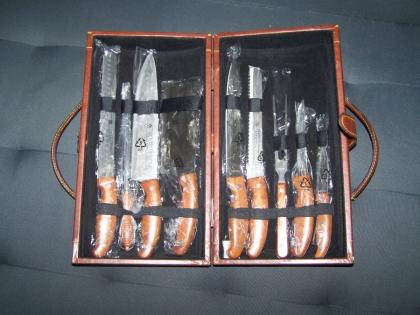 Edelstahl Messerset im Leder Koffer 10 tlg.
