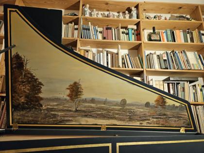 Sehr schönes Cembalo Georg Zahl Me Fecit 1991 mit Gemälde