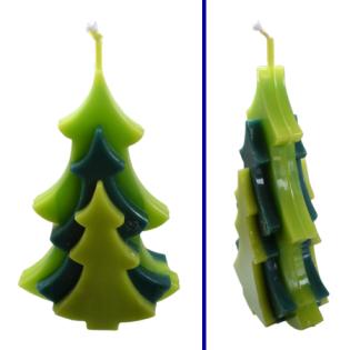 Kerzen Trio als Tannenbaum (durchgefärbt - unverziert) (www.nordkerze.de)