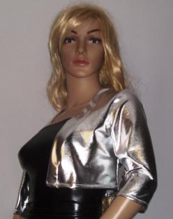 Silberne Designer Glanz Kurzjacke Größe 36 - 38 inkl.