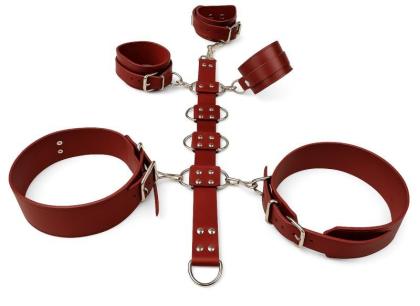 Halsfessel Armfesseln Oberschenkelfesseln Set – Premium Echtleder Fesselset mit 