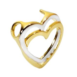 Anhänger Doppelherz mit 3 Diamanten Gelbgold 333 bicolor