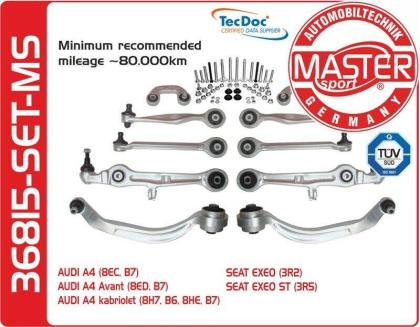 QUERLENKER SATZ AUDI A4 B7 8ED SEAT EXEO 3R5 VERSTÄRKT UVP 36815-SET-MS 10 TEILE