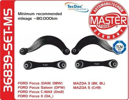 QUERLENKERSATZ FORD FOCUS C-MAX MAZDA 3 HINTEN VERSTÄRKT 36839-SET-MS