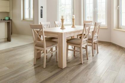 GEWEIßTER GEPOLSTERTER LACKIERTER STUHL POLSTERSTUHL EICHENHOLZ 55x55x102cm MÖBE