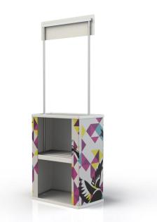 Klemp-System Promotiontheke Messetheke Verkaufstheken OKAPIA 81x205x47cm Werbemi