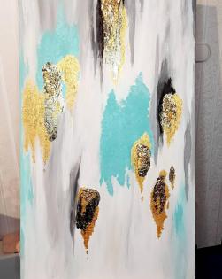 Abstrakt Acryl Gemälde mit Struktur 3D Blattgold
