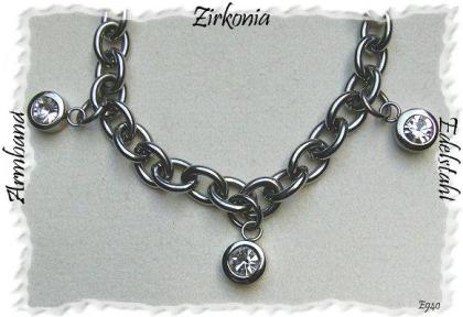 Bettelarmband mit Zirkoniaanhängern, massiv Edelstahl