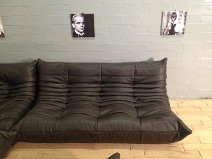 Togo Ligne Roset echtes LEDER SCHOCKOLADENBDAUN, 4-teilig, neuwertig!