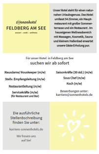 Servicekräfte, Housekeeping, Restaurant, Rezeption.