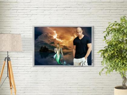 VIN DIESEL Begegnung mit Meerjungfrau.. Blickfang! Zimmerdeko. Geschenkidee. Uni