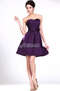  Satin langes knielanges Brautjungfernkleid-okdame.de