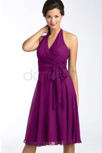  Natürliche Taille Nackenträger Chiffon A-Linie-dameo.de