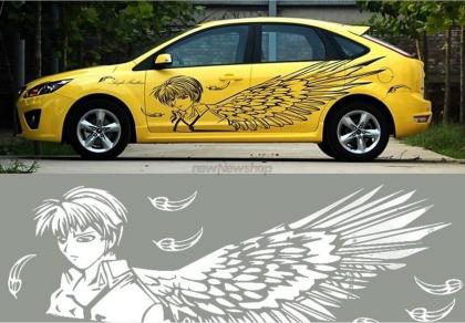 Auto Aufkleber PVC Abziehbild männlich Engel Pattern weiss