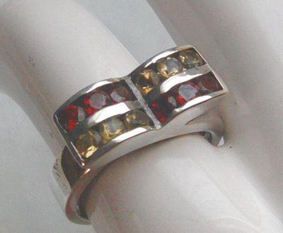 Ring, 925 Silber, Granat, Ciitrin