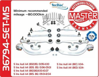 QUERLENKER SATZ AUDI A4 8D2 B5 8E2 B6 S-LINE 36794-SET-MS PREMIUM UVP 12 TEILE