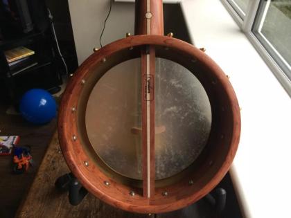 Bubinga Banjo geripptes Griffbrett Oettinger Saitenhalter