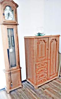 Wanduhr / Standuhr / Pendeluhr | und Dielenschrank | antik | Eiche Rustikal
