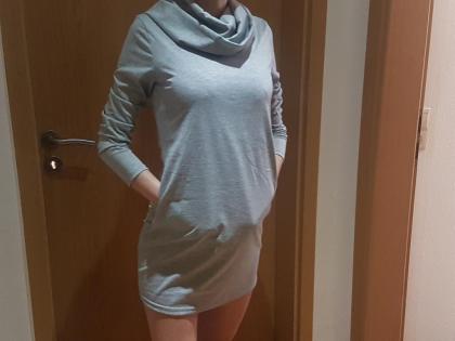 Damen Kapuzenkleid Grau Größe M