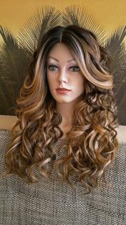 Perücke Spitzenperücke Lace wig front silk top ombre farb mix blond braun schwar