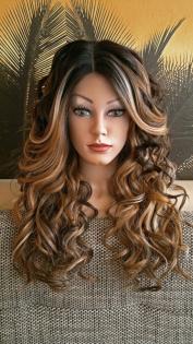 Perücke Spitzenperücke Lace wig front silk top ombre farb mix blond braun schwar