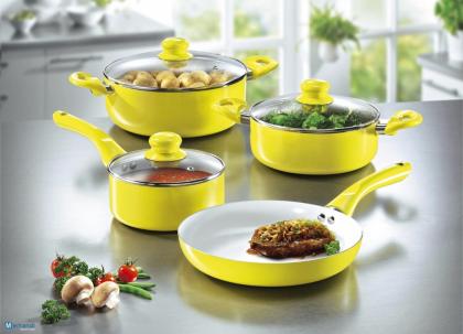 7-tlg. Topfset Topf Kochtopf Set antihaft mit Glasdeckel
