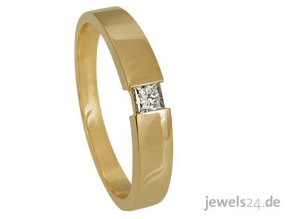 Solitaire Diamantring , lupenreiner Diamant Princess Schliff,  Gelbgold günstig 