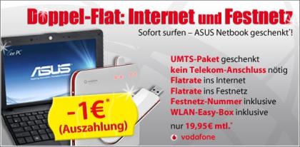 TOP Aktion  bei www.DSLundMobilfunk.de: Vodafone UMTS Paket+ASUS NETBOOK + 1€ in