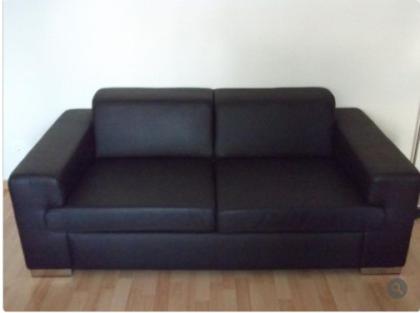Neuwertiges 2-Sitzer Manhatten Einzelsofa mit Kunstleder Zappa moca