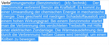 Glossar-Begriffe Kraftfahrzeugmechatroniker / kfz-Mechaniker (Lexikon Grundlagen