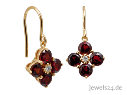Ohrschmuck, Ohrringe, Ohrhänger, Diamanten, Granat Edelsteine, Gold günstig 