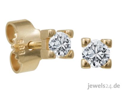 Solitaire Diamant-Ohrringe mit lupenreinen Brillanten und Gold günstig vom Herst