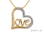 Valentinstag: Halsschmuck, Kette  LOVE Anhänger, Collier, Diamanten, Gold günsti