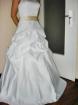 Brautkleid in weiß, mit champagner-Band in der Taille, Gr. 38
