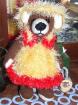 TEDDYBÄR mit Kleidchen  Hut  HANDARBEIT  NEU