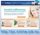 Heimarbeit am PC, Online-Job im Homeoffice, Bürotätigkeit als Heimarbeit.