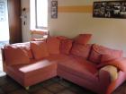 Terracotta Eckcouch mit Hocker