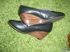 Damen Keilabsatz Schuhe Pumps Schwarz High Heels Gr.37 