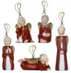 5er Set Keramik Engel Baumschmuck rubinrot