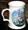 Segelschiff Porzellan Krug Royal Worcester Hammersley Bone China