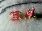Ohrringe/Ohrstecker Chanel Design pink/weiß NEU