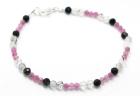 Facettiertes Armband Turmalinquarz und Pink Turmalin, ca. 17 cm