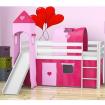 Spielbett Hochbett Bett Set Rutsche Turm Vorhange Mädchen 90x200